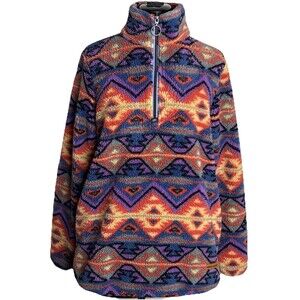 Simply Southern Aztec Sherpa Fleece Sweater 1/4 Zip Womens Medium Preppy